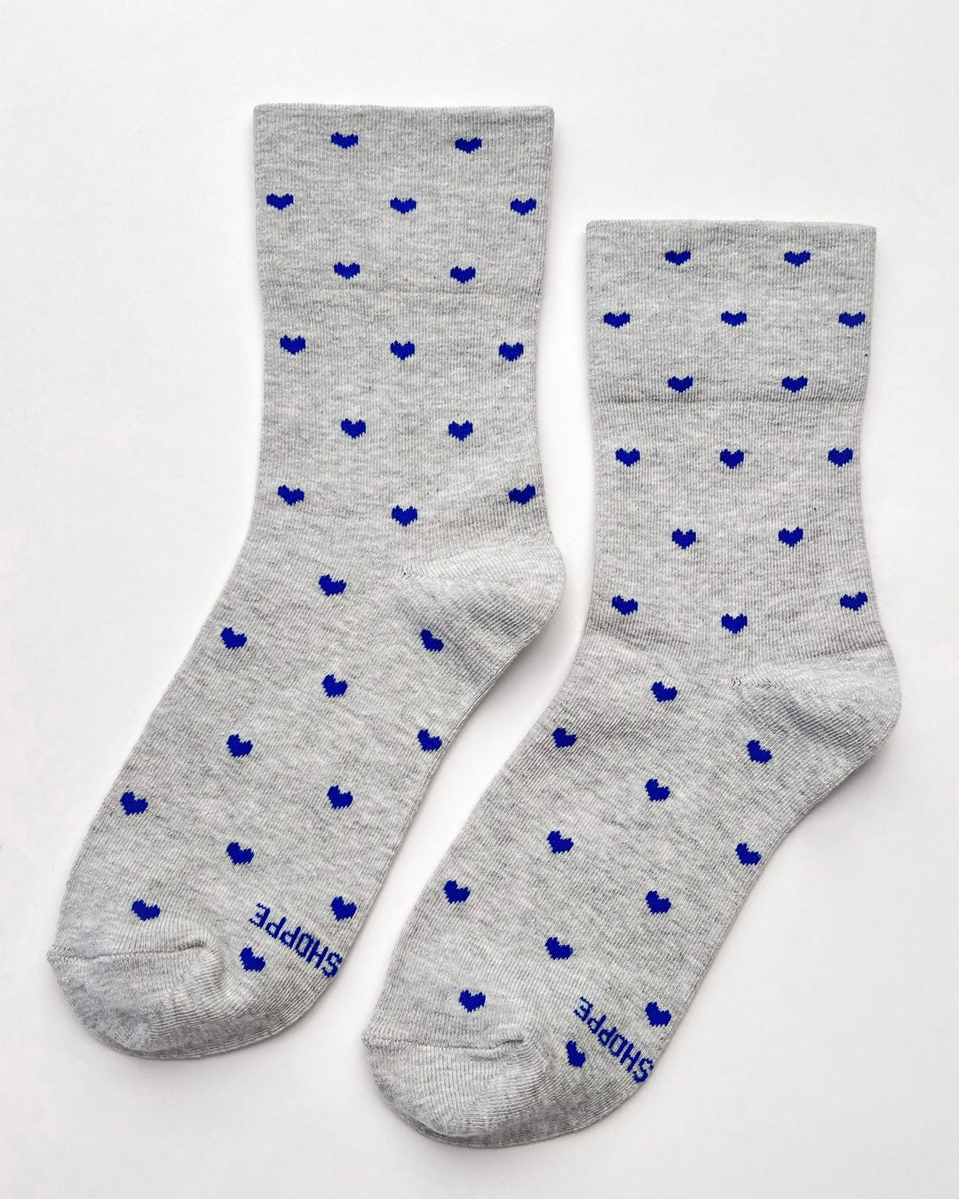 Le Bon Shoppe | Heart Sneaker Socks | Melange Grey Cobalt