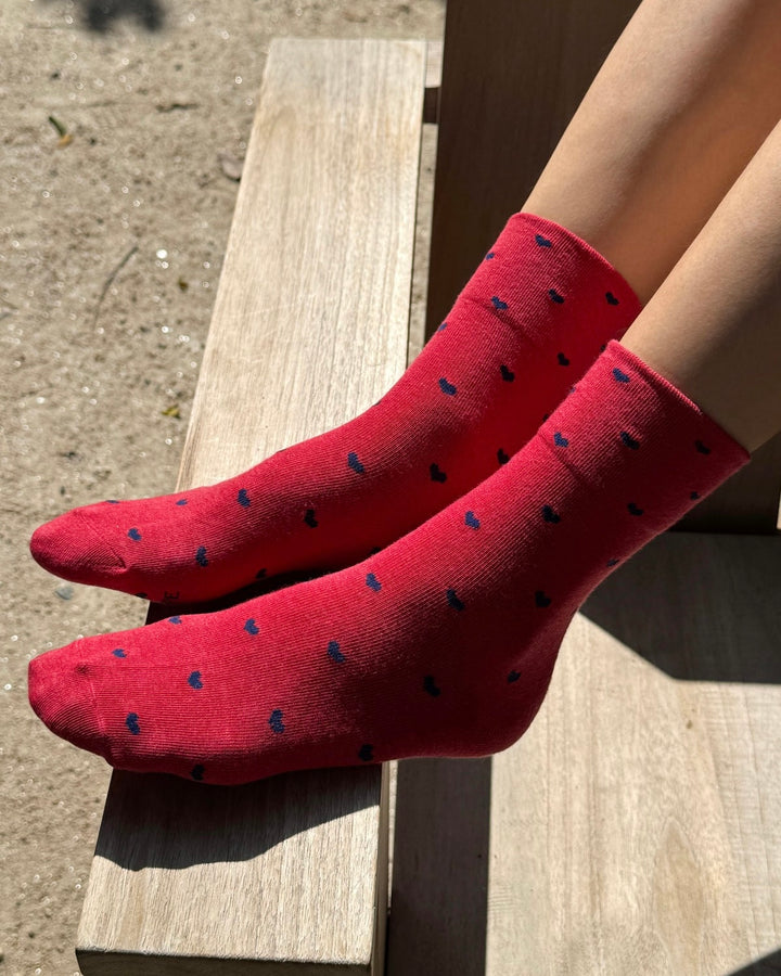 Le Bon Shoppe | Heart Sneaker Socks | Tomato Navy