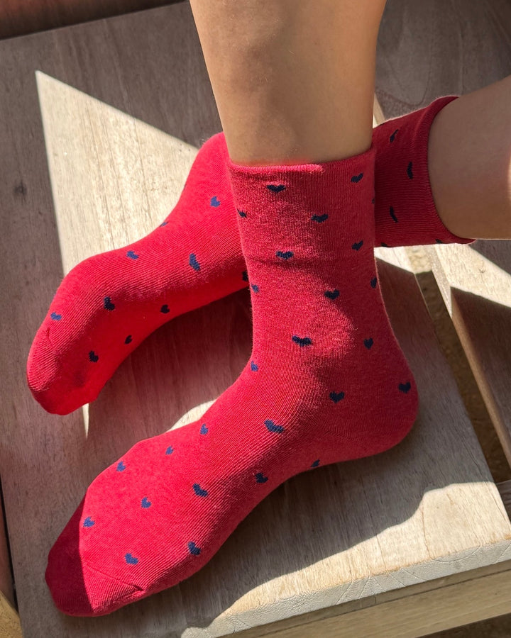 Le Bon Shoppe | Heart Sneaker Socks | Tomato Navy