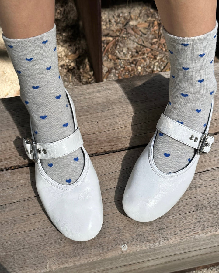 Le Bon Shoppe | Heart Sneaker Socks | Melange Grey Cobalt