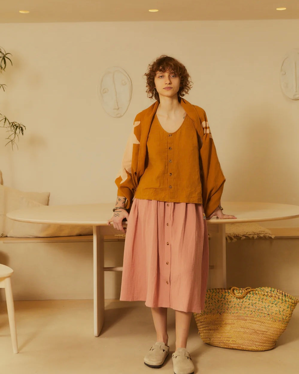 LF Markey | Isaac Midi Skirt | Blush