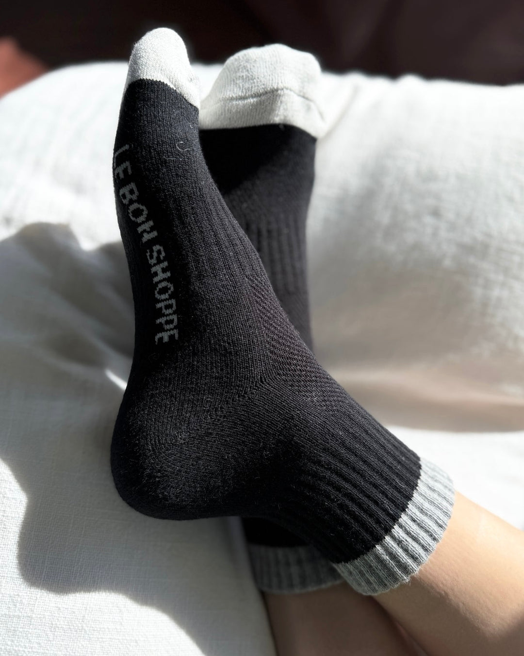 Le Bon Shoppe | Colour Block Girlfriend Sock | Black Grey