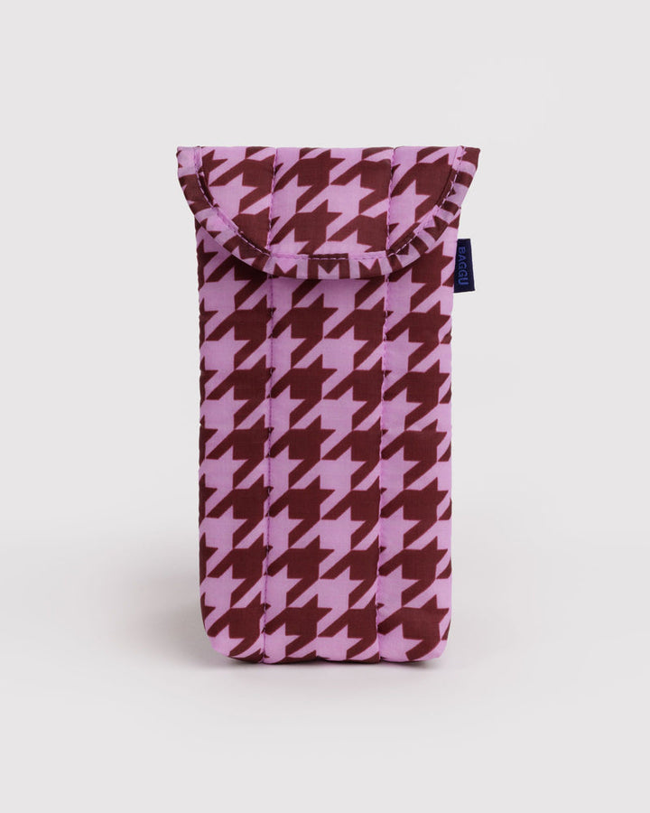 Baggu | Puffy Glasses Sleeve | Pink Houndstooth