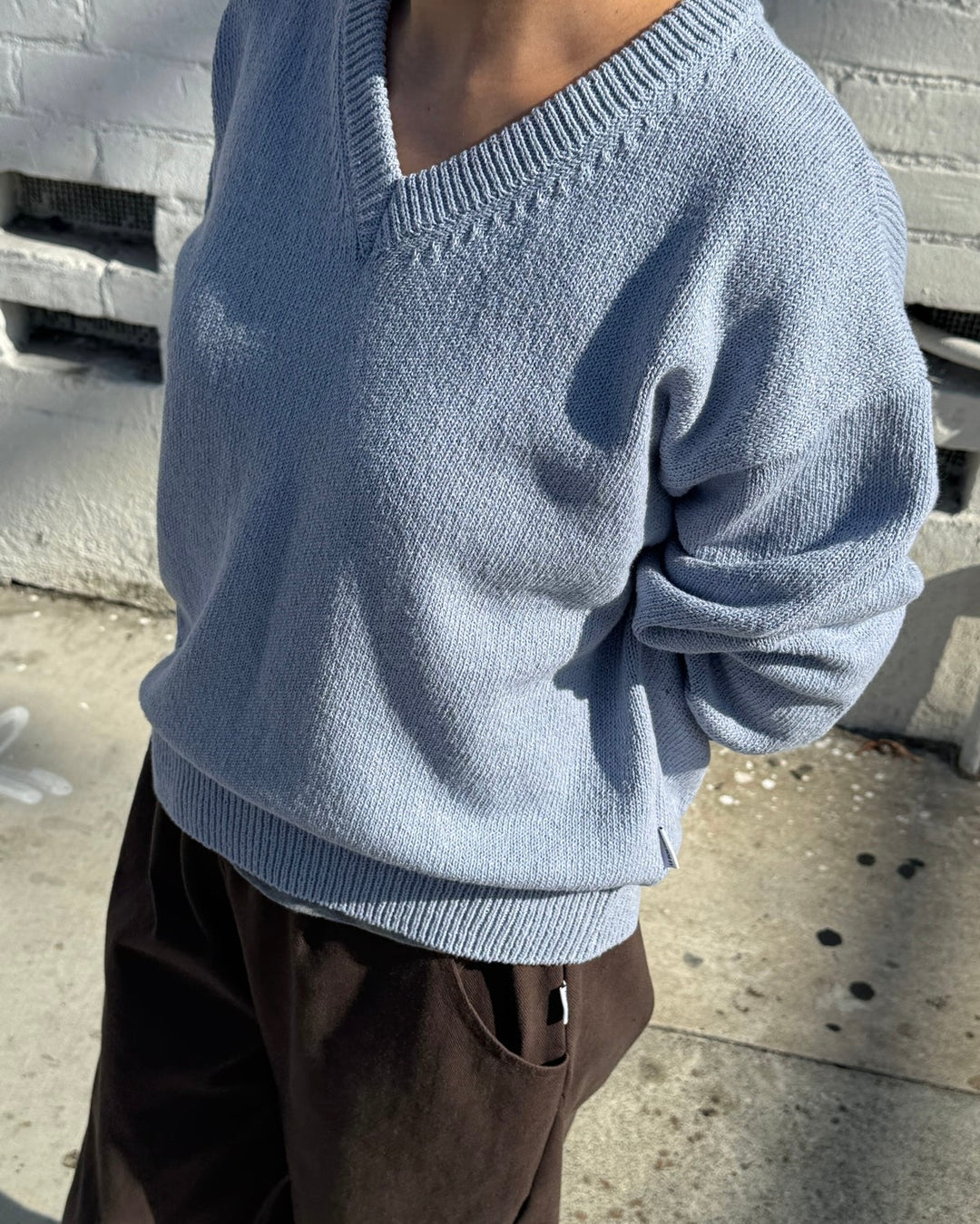 Le Bon Shoppe | Abby Cotton V Neck Sweater | Cornflower Blue
