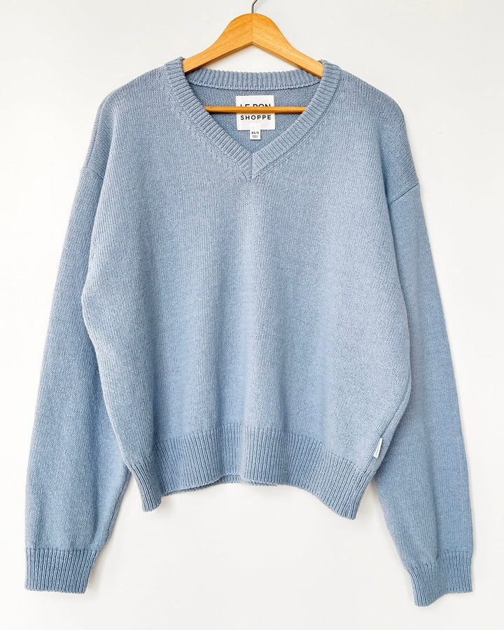 Le Bon Shoppe | Abby Cotton V Neck Sweater | Cornflower Blue