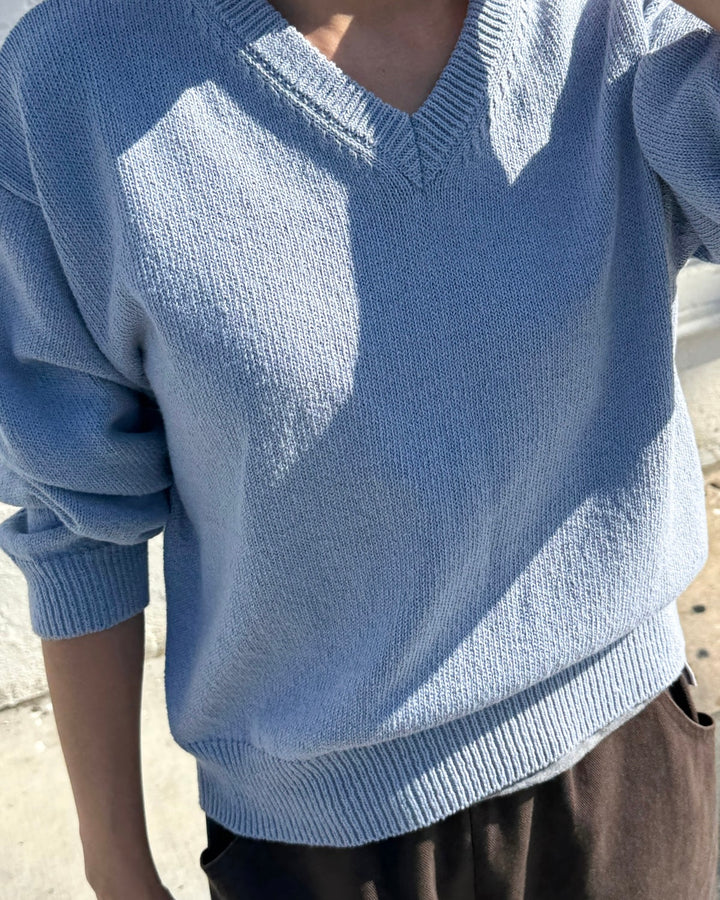 Le Bon Shoppe | Abby Cotton V Neck Sweater | Cornflower Blue