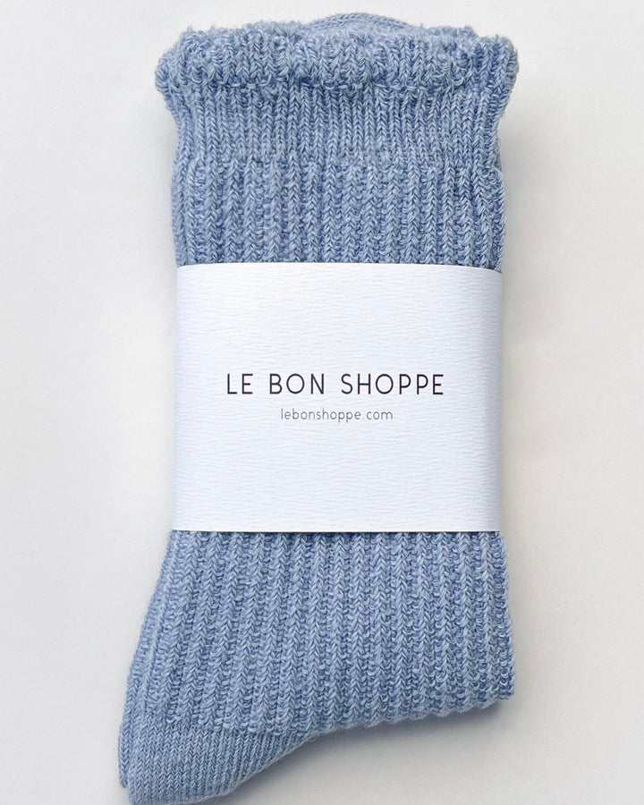 Le Bon Shoppe | Linen Scallop Socks | Pale Blue