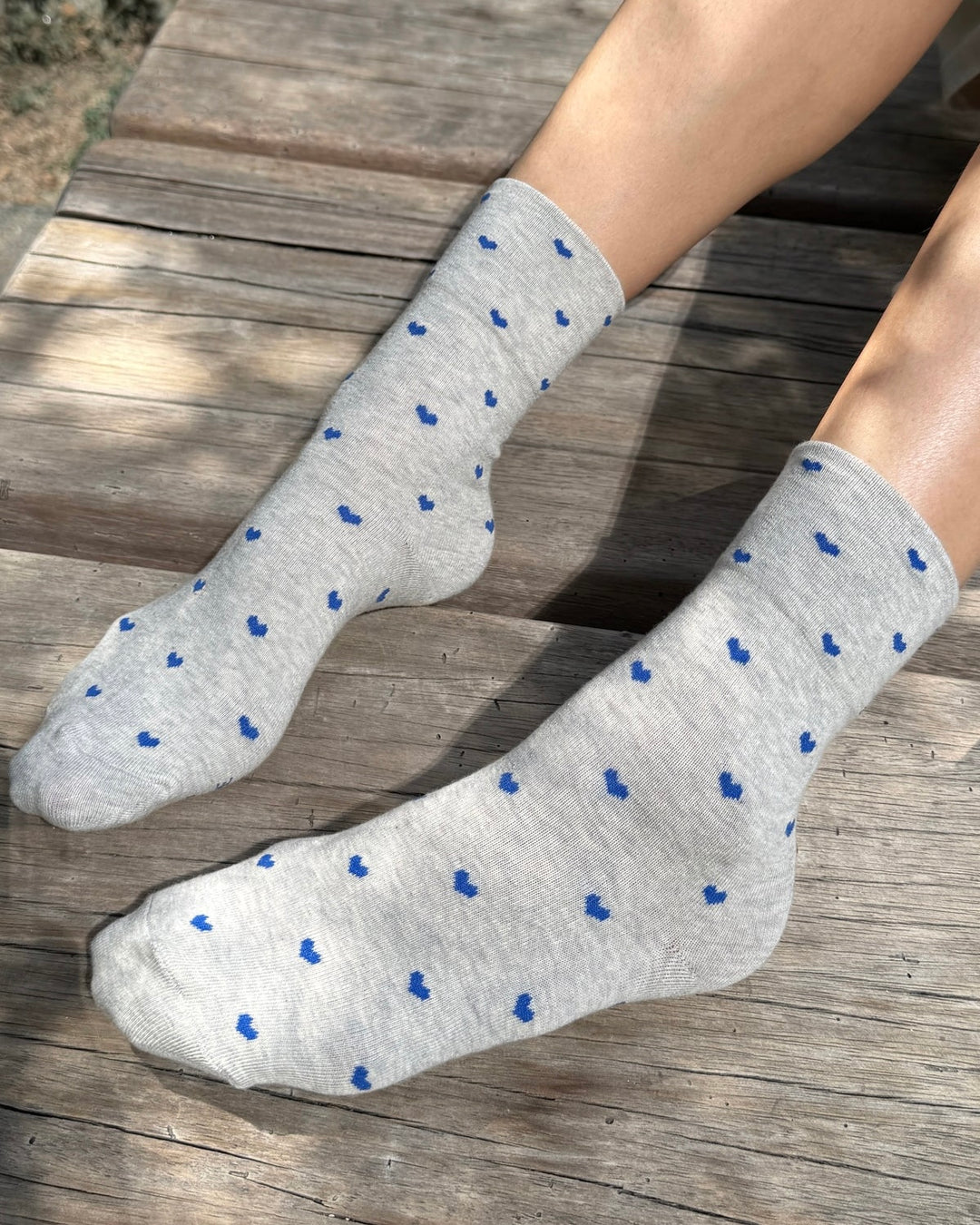 Le Bon Shoppe | Heart Sneaker Socks | Melange Grey Cobalt
