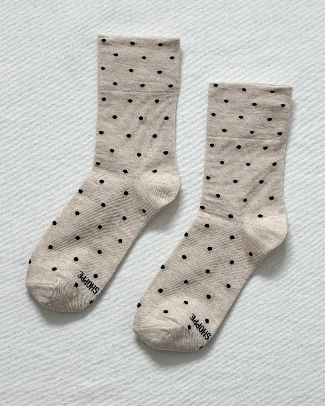 Le Bon Shoppe | Sneaker Socks | Polka Dot Oatmeal & black