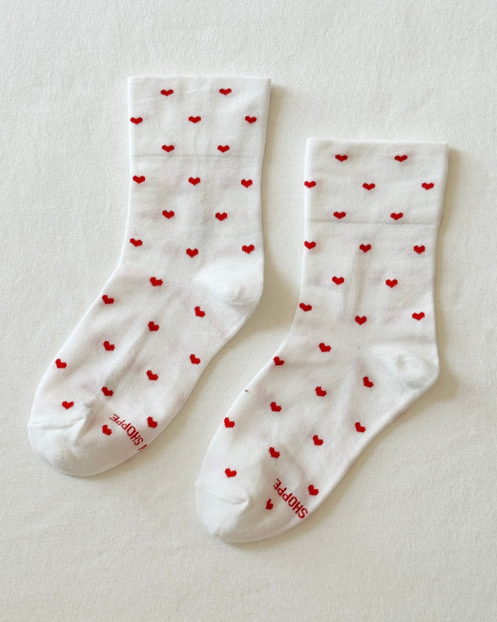 Le Bon Shoppe | Sneaker Socks | Heart White red