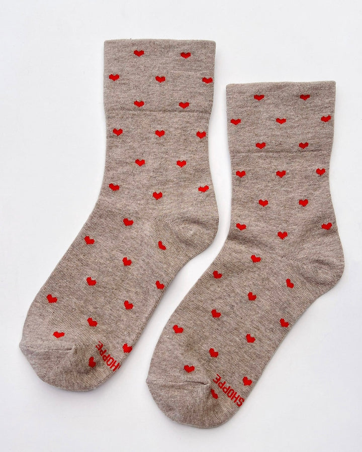 Le Bon Shoppe | Heart Sneaker Socks | Latte Red