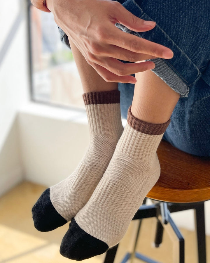 Le Bon Shoppe | Colour Block Girlfriend Sock | Black Coffee