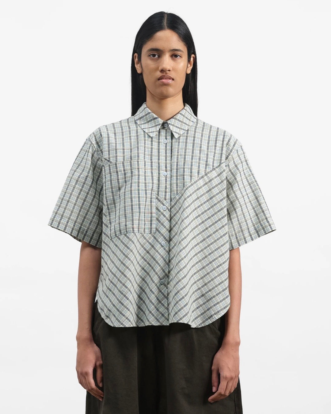 YMC | Eva Shirt | Cutting Table Blue Check