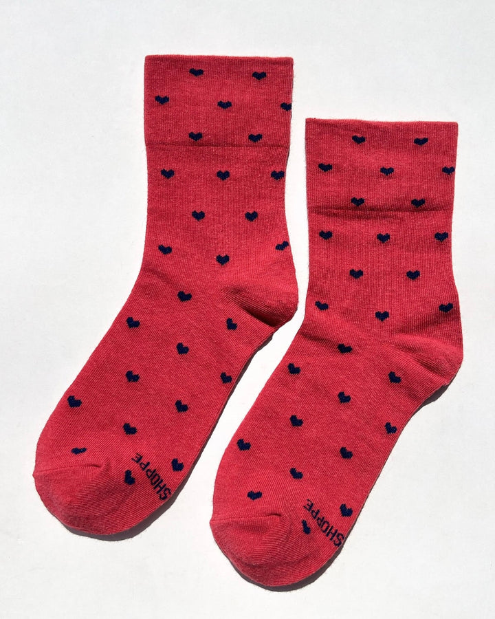 Le Bon Shoppe | Heart Sneaker Socks | Tomato Navy