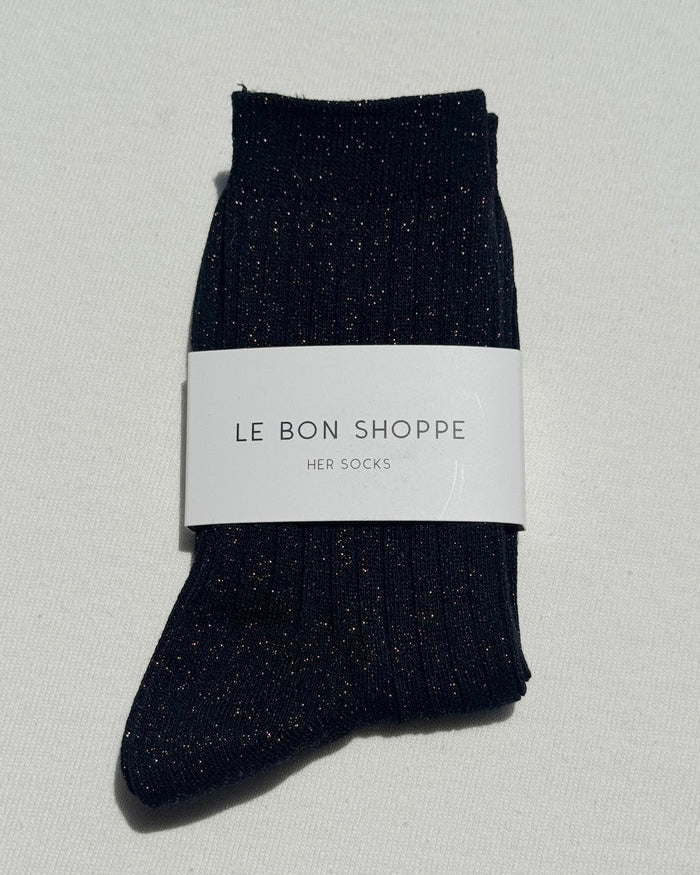 Le Bon Shoppe | Her Socks | Copper black Glitter
